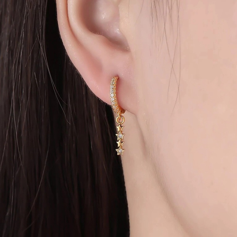 Fancyqube Anting Hoop Menjuntai Bentuk Bintang Untuk Wanita