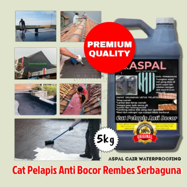 Cat Anti Bocor Waterproof Pelapis Rembes Dak Beton Talang Kolam Lantai Keramik Genteng 5 kg