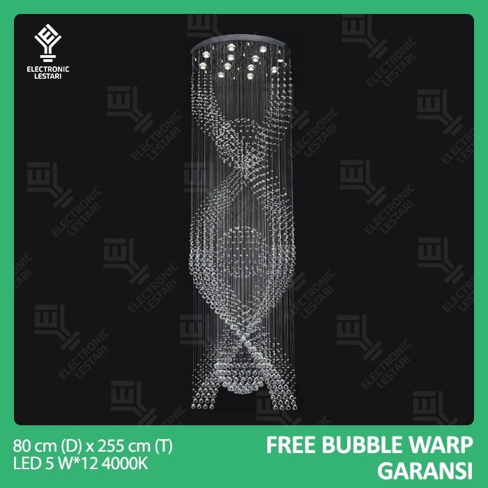 Lampu Plafon Gantung Minimalis Kristal Ruang Tamu Void Tangga Spiral Mewah Elegan Hias 058