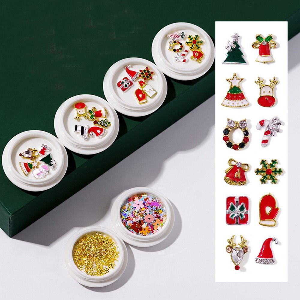 Mxbeauty Natal Dekorasi Nail Art Mewah Fashion Pesona DIY Wanita Hadiah Santa Claus Snowflake Snowman Shiny 3D Rhinestones