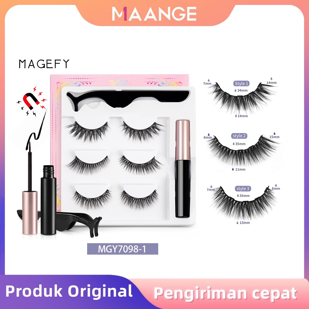 MAANGE Bulu Mata Magnet Eyelash Magnetic Eyeliner 3D Natural Hair Bulu Mata Palsu Magnetik 7098