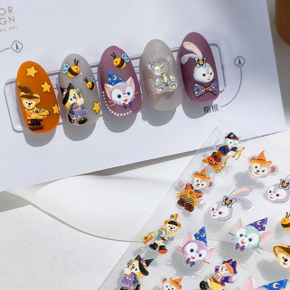 Needway Kartun Stiker Kuku Gajah Perekat Diri Pikachu Princess Manicure Aksesoris Duffy Nail Art Dekorasi