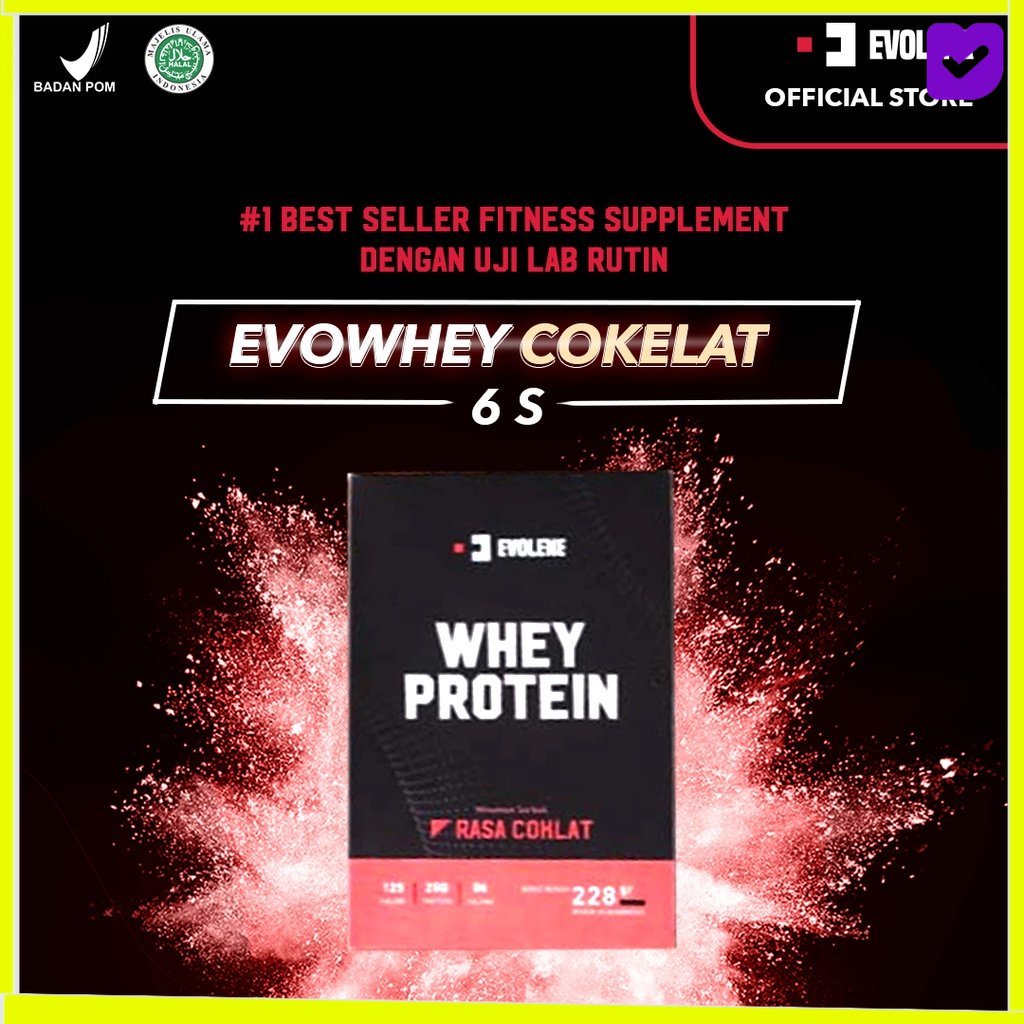 Evolene Whey Protein Cokelat 6 Sachet - Susu Protein - Suplemen Fitness -  Suplemen Workout