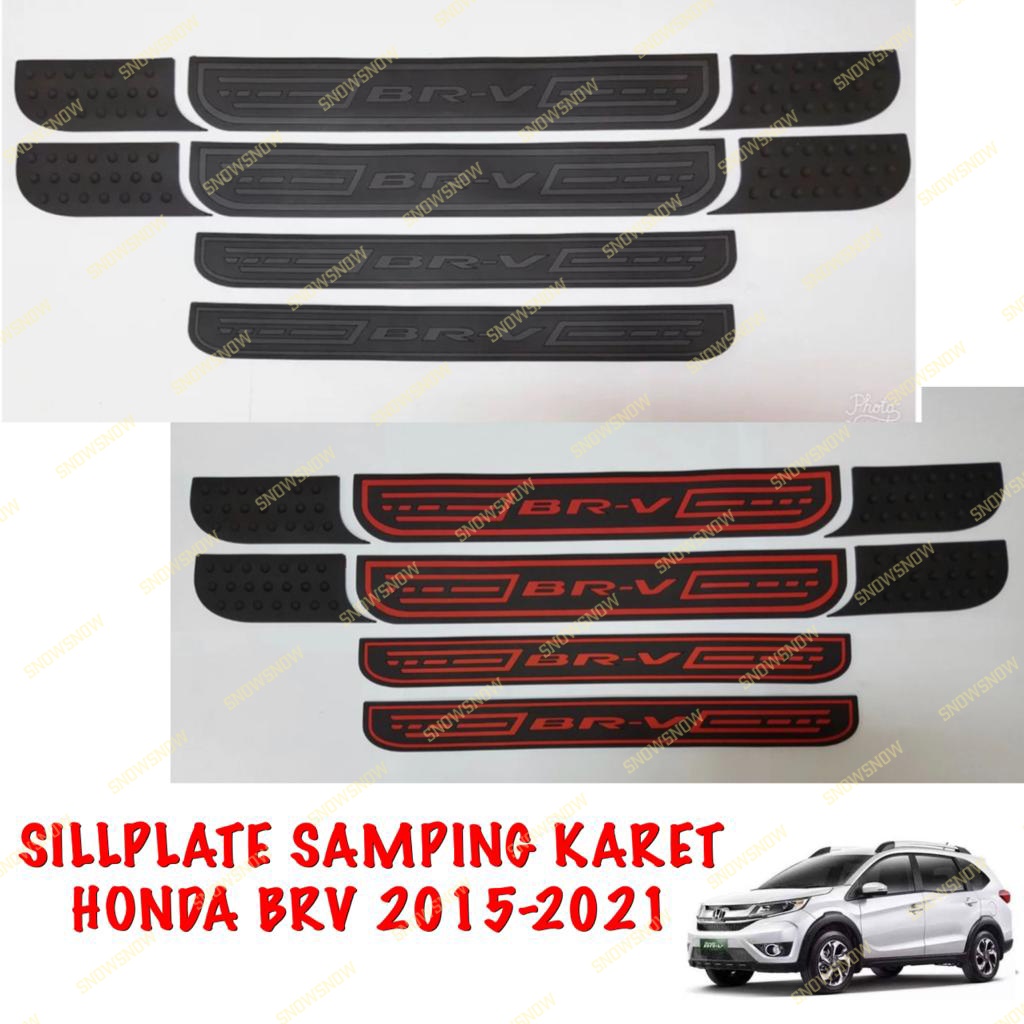 Sillplate Samping BRV 2016 2021 Karet Hitam List Abu Merah