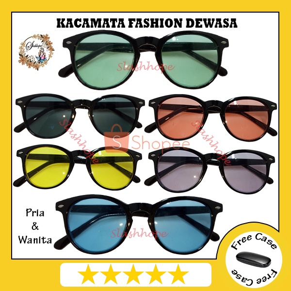 【 BISA COD 】Kacamata Hitam Wanita Pria Korean Fashion Gaya Candy Color Oval Bulat Kacamata Anti UV40