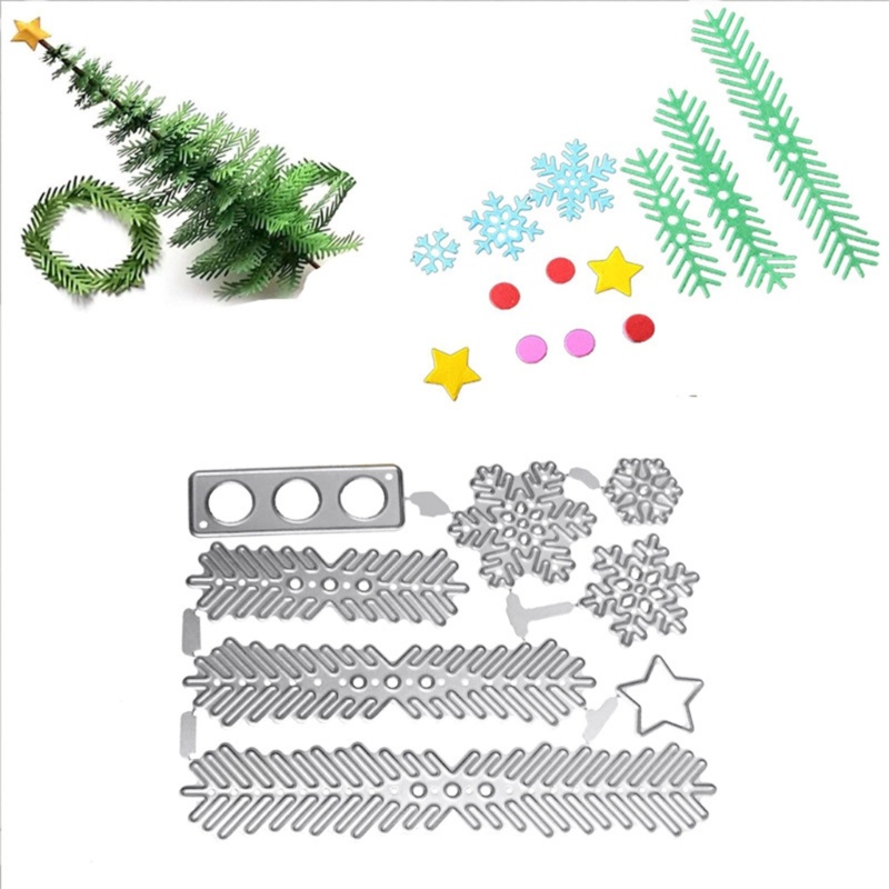 Cetakan Stensil Cutting Dies Motif Pohon Natal Bahan Metal Untuk Scrapbook / Craft DIY