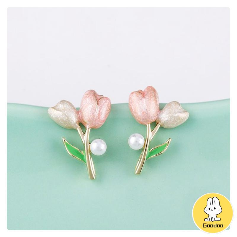 Anting S925 Silver Plated Soft Tulip Earrings Female Earrings Asesori -Doo