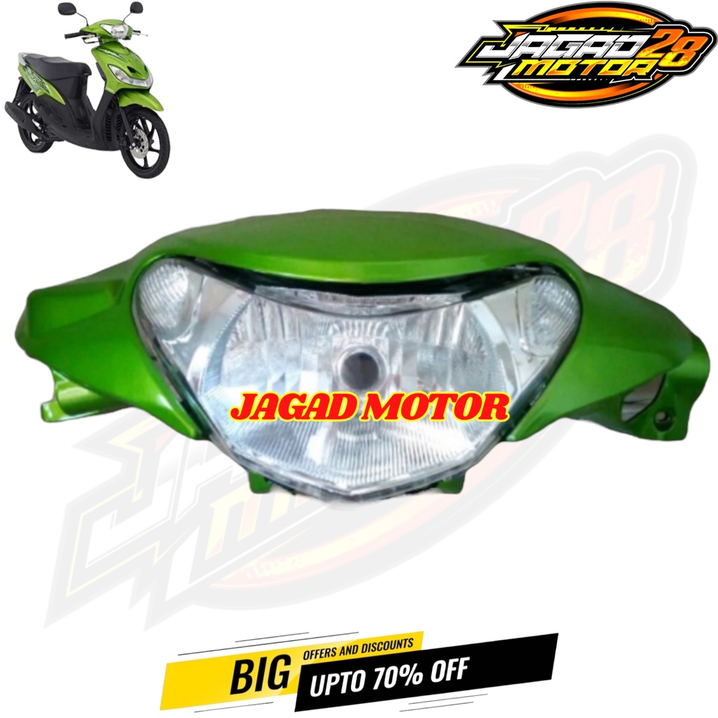 Batok Depan Dan Reflektor Lampu Depan Yamaha Mio Smile Warna Hijau / Batok Kepala Depan Set Lampu Depan Yamaha Mio Smile Warna Hijau / Batok Depan Mio Smile Hijau Set Lampu Depan / Batok Depan Mio Smile Hijau Dan Lampu Reflektor Depan