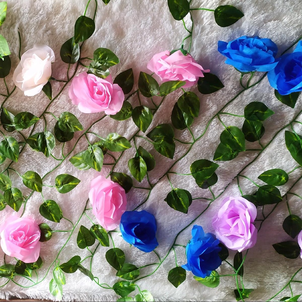 BUNGA RAMBAT MAWAR PLASTIK BUNGA RAMBAT ARTIFICIAL BAHAN DEKORASI