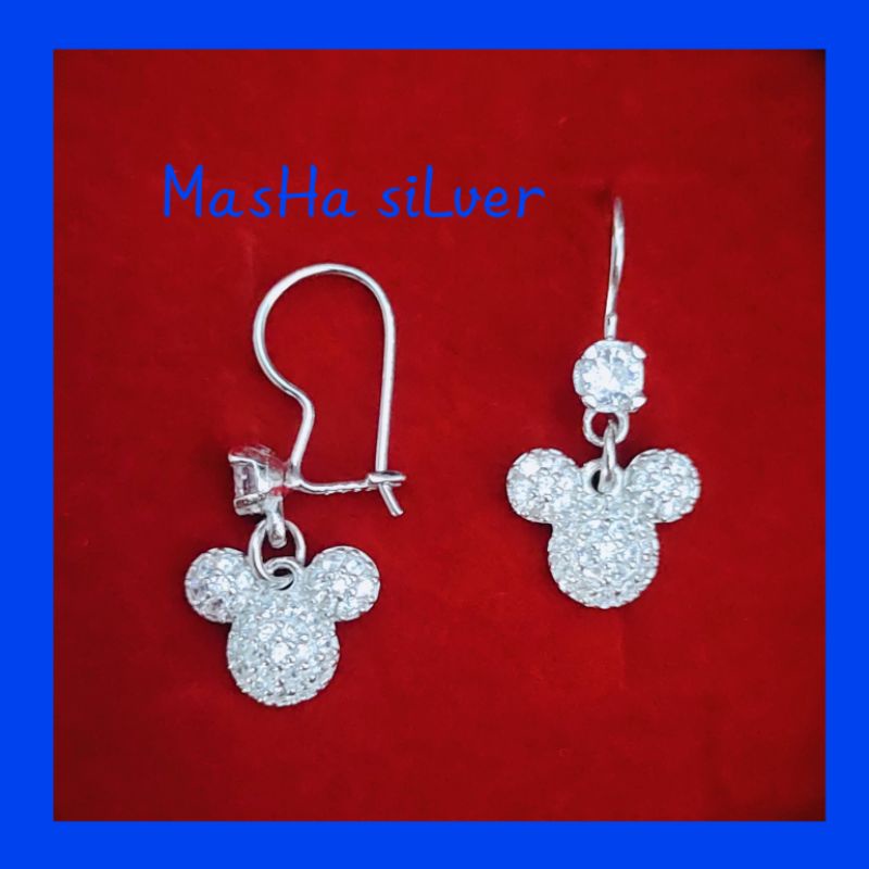 ANTING ANAK PERAK ASLI SILVER 925 LAPIS MAS PUTIH_AT DESI KAIT MICKEY MOUSE