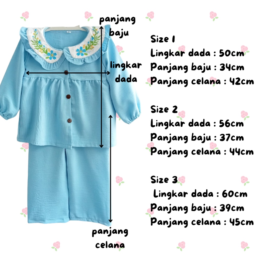 baju anak perempuan setelan one set rayon setelan anak perempuan 1 2 3 tahun ALICE ONE SET