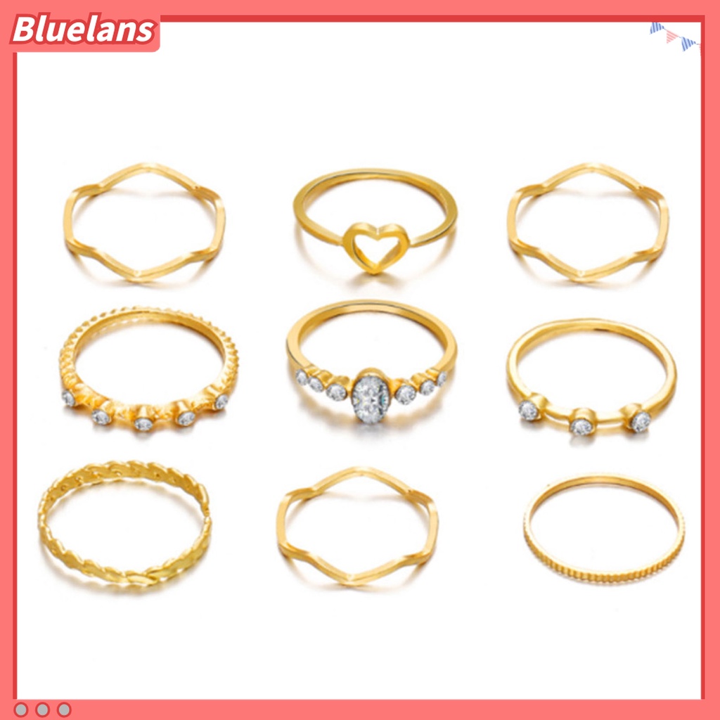 Bluelans 9 Pcs / Set Cincin Jari Gaya Vintage Untuk Hadiah Wanita