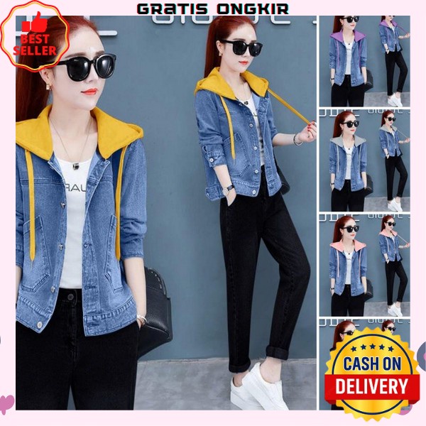 Jaket Jeans Wanita Crop Jeket Oversize Wanita Jaket Wanita Korea Import Cwe Distro Cewek Jins Jaket 