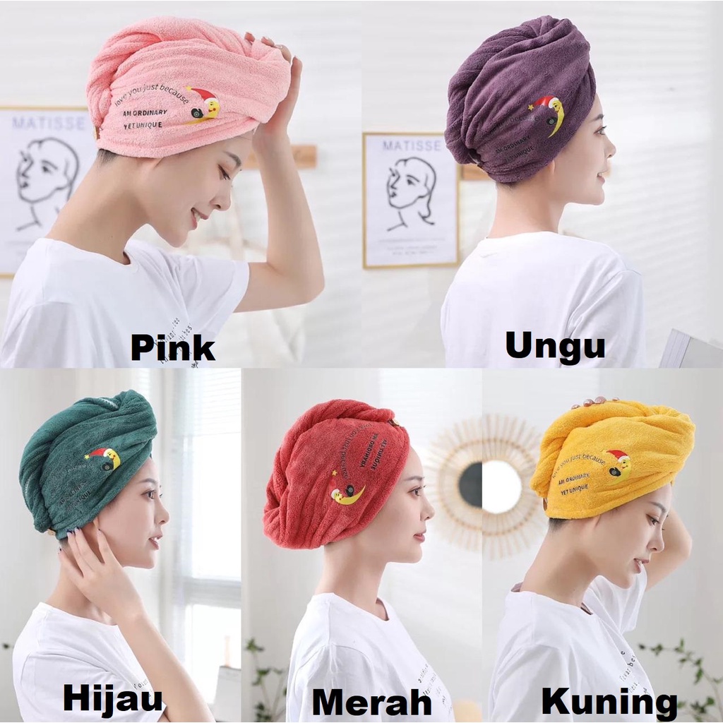 GM002 - Handuk Keramas Bahan Microfiber/Handuk Turban /Magic towel/ Head Towel Fast Dry Hair