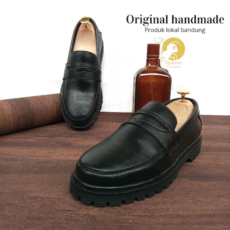 Sepatu Pormal Penny Loafer Full black Dm