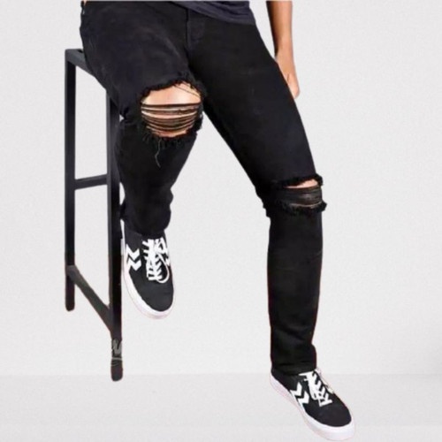 DISKON AKHIR TAHUN... CELANA PANJANG HITAM SOBEK PRIA / CELANA JEANS HITAM SOBEK PRIA / CELANA JEANS