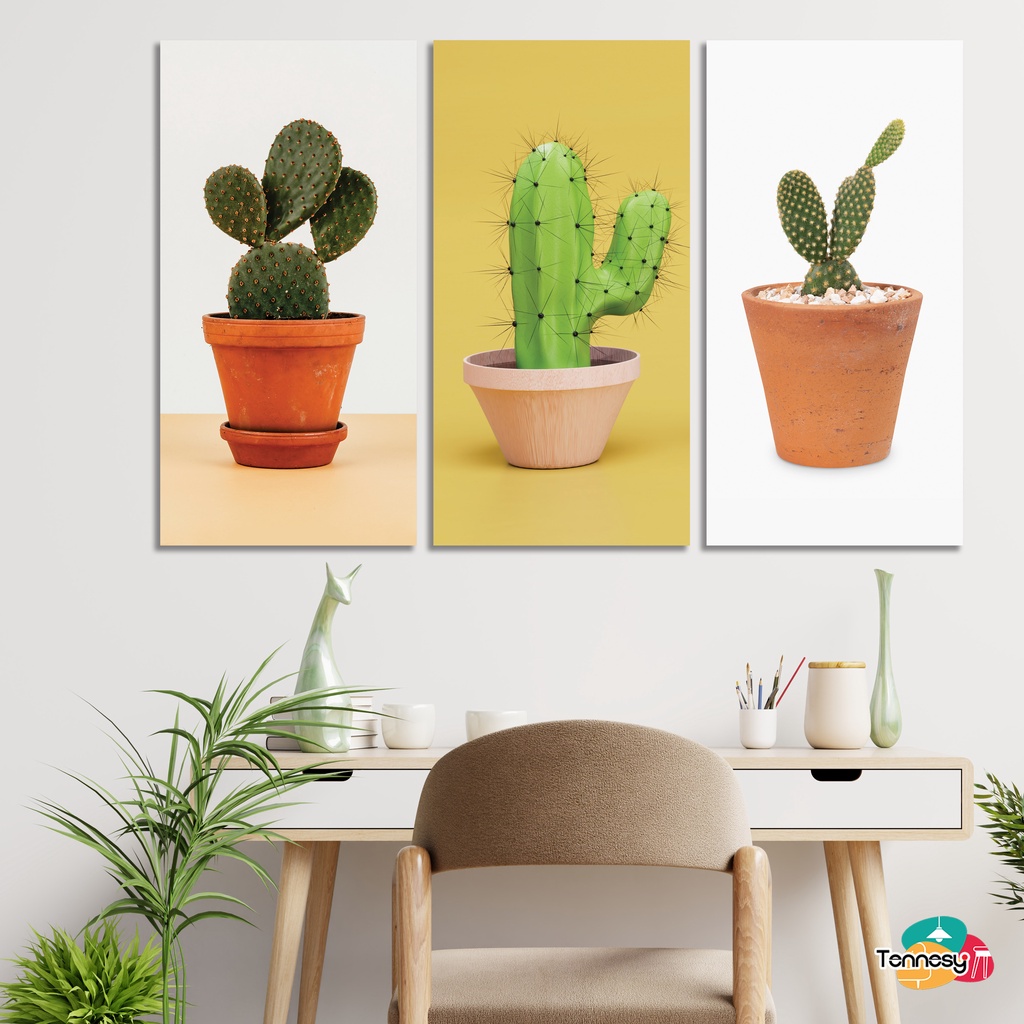 TENNESY HIASAN DINDING KAKTUS BOTANICAL 10X20 CMWALL DECOR PAJANGAN KAYU POSTER DEKORASI DINDING RUMAH KAMAR TIDUR