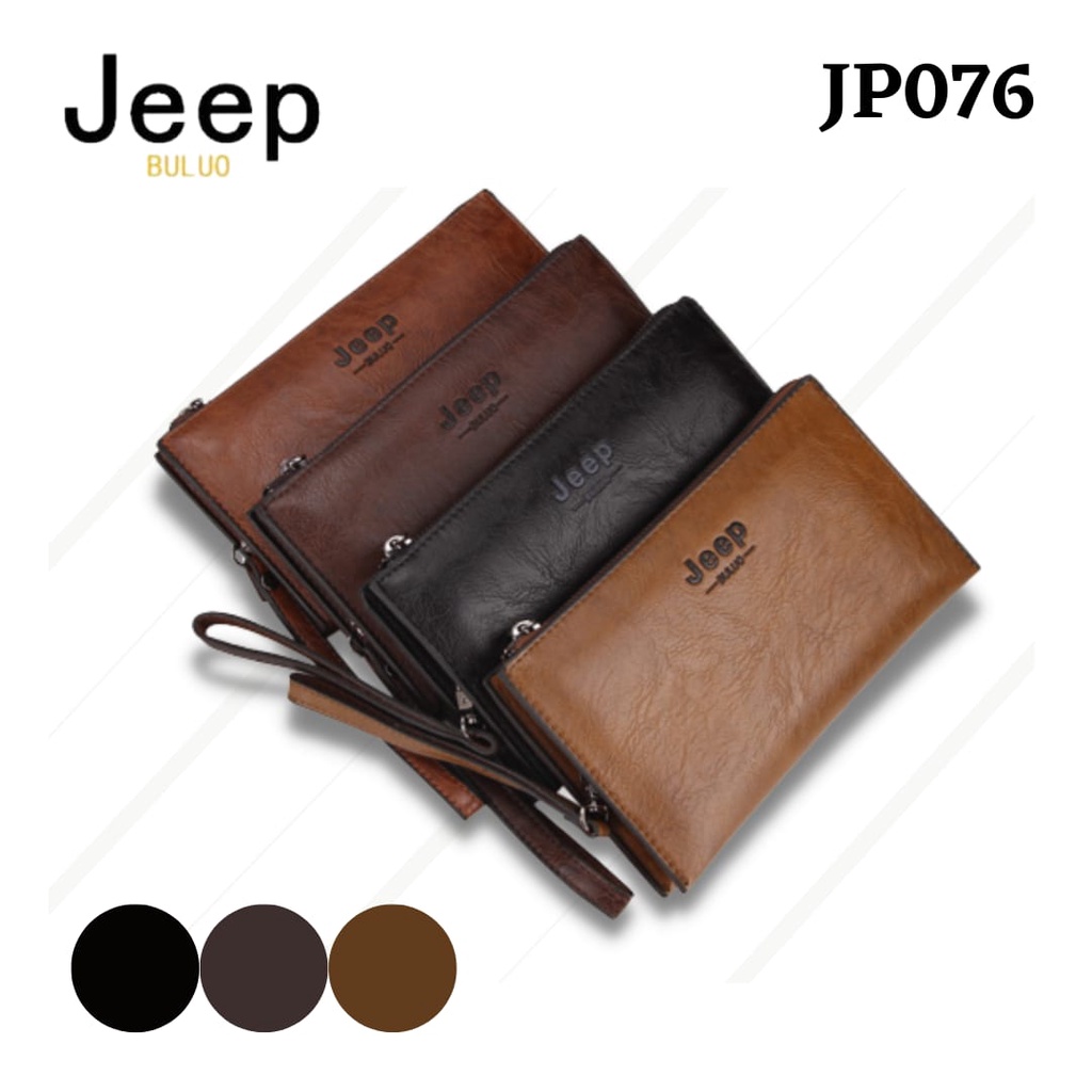 Dompet Panjang Pria Jeep Buluo - Clutch Kulit Premium dengan Resleting & Wristlet Import Original