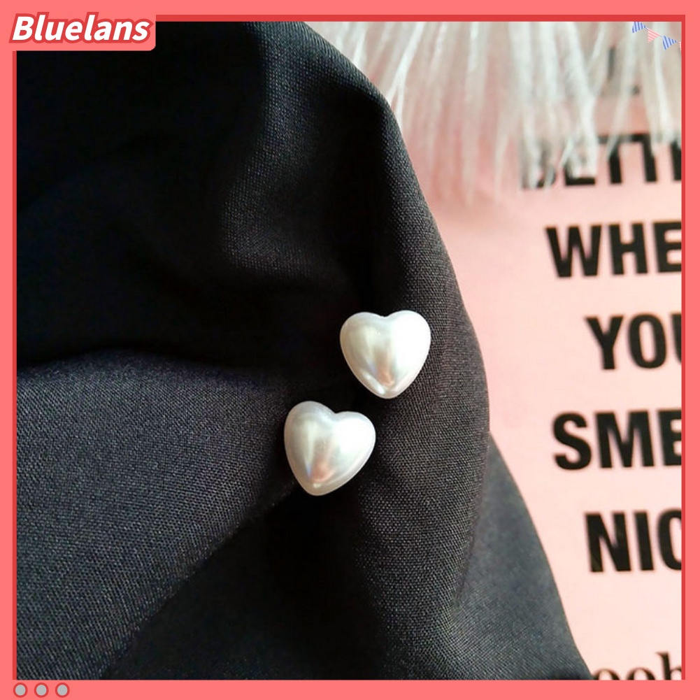 Bluelans Elegant Love Heart Imitation Pearl Pendant Dangle Stud Earring Women Jewelry