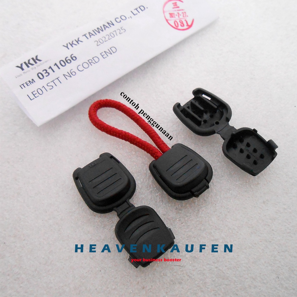 Stopper Ujung Tali Double Cord End YKK LE01STT Hitam Poly Amide Untuk Tali Bulat 3 mm