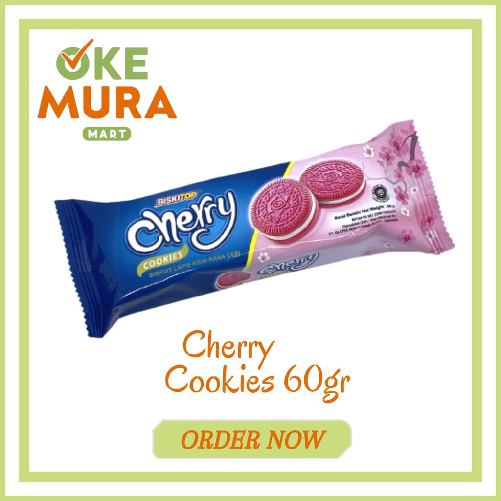 

BISKITOP - CHERRY COOKIES 60G BISKUIT ANAK DEWASA ENAK RASA BUAH CHERRY BISCUIT BISKITOP MURAH