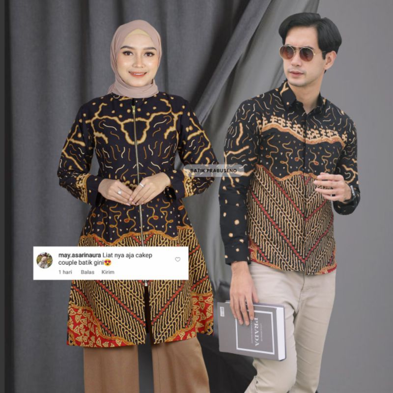 BATIK COUPLE PRABUSENO BATIK COUPLE MOTIF LANJAR HITAM BAJU COUPLE MODERN