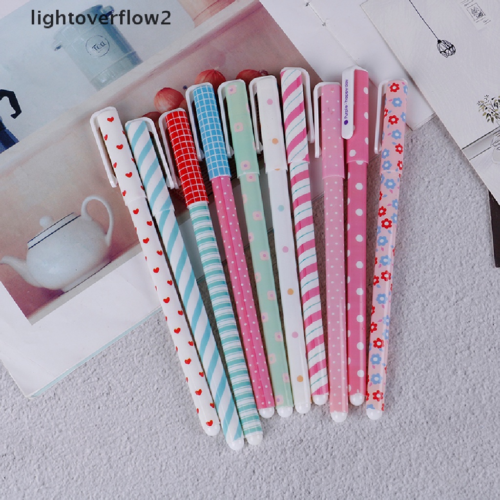 (lightoverflow2) 6 / 10pcs Pulpen Gel Warna-Warni Untuk Sekolah / Kantor