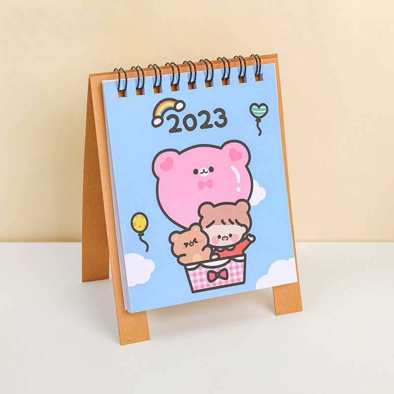 2023 Kalender Meja Mini Motif Kartun Hewan Lucu Untuk Stationery Sekolah / Kantor
