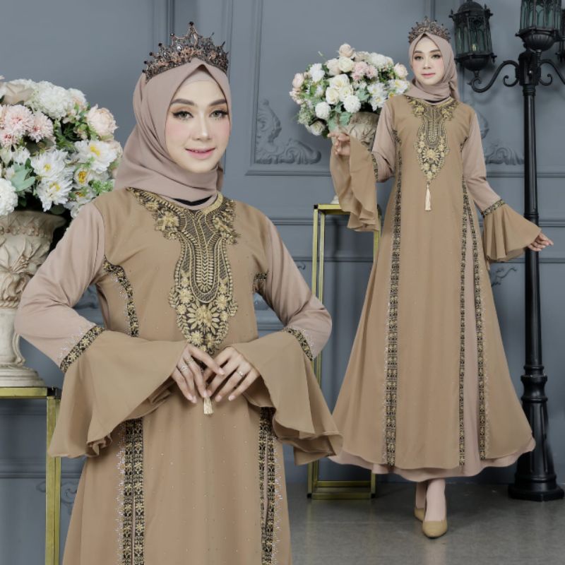 GAMIS ABAYA TURKEY BORDIR ZAMEENA 4 WARNA