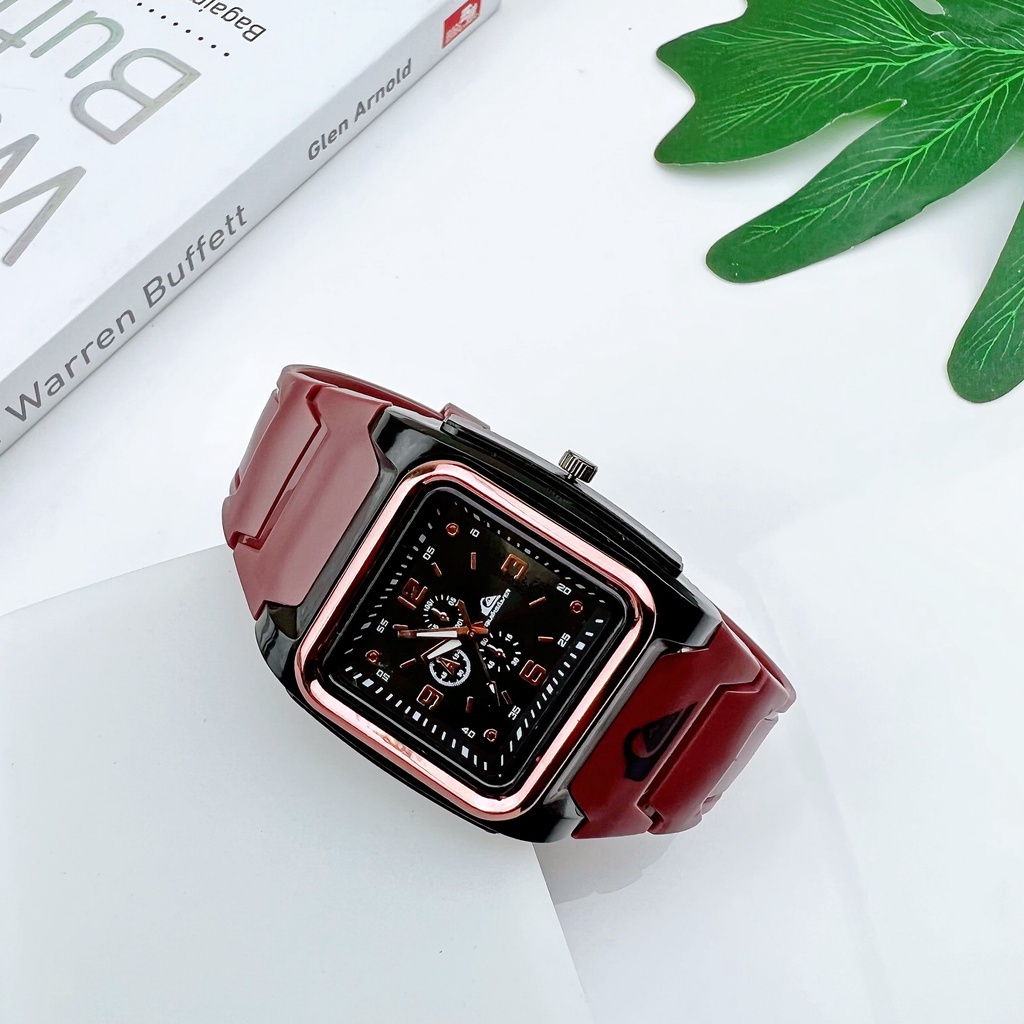 COD✅ Jam Tangan Pria Wanita Rubber Analog Quartz Segi Fashion Watch Korea Gaya Sport Jarum Harga Grosir   S1250