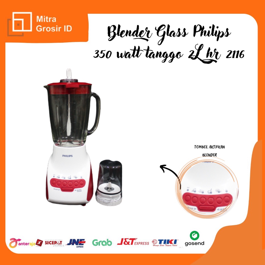BLENDER GLASS PHILIPS 350W TANGO 2L- HR 2116