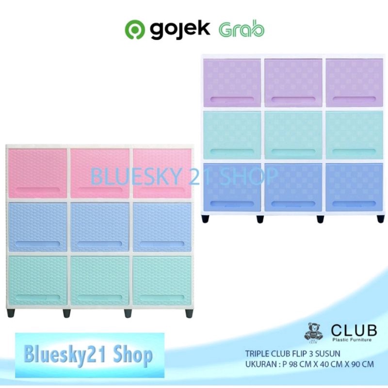 LEMARI PLASTIK TRIPLE CLUB FLIP 3 SUSUN / TRIPLE CLUB FLIP 3 SUSUN / LEMARI PLASTIK CLUB MURAH / LEM