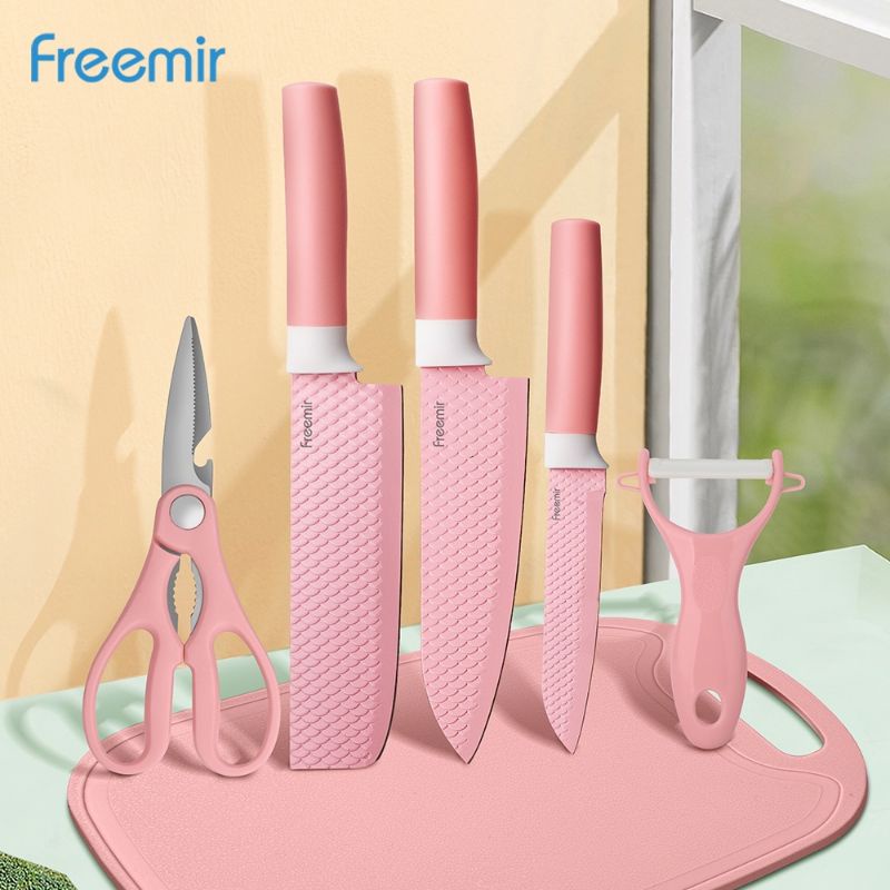 freemir set pisau dapur pink (READY STOK)