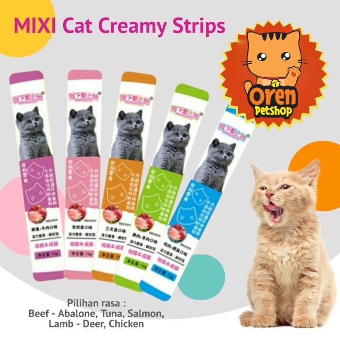 Snack kucing BIXIA Cat stick Cat treats Creamy cat strips Mixi Cemilan Basah kucing Oren Petshop