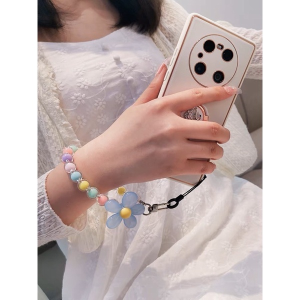 Colorful Flower Beads Cantolan Gantungan HP Phone Chain Lanyard Lucu