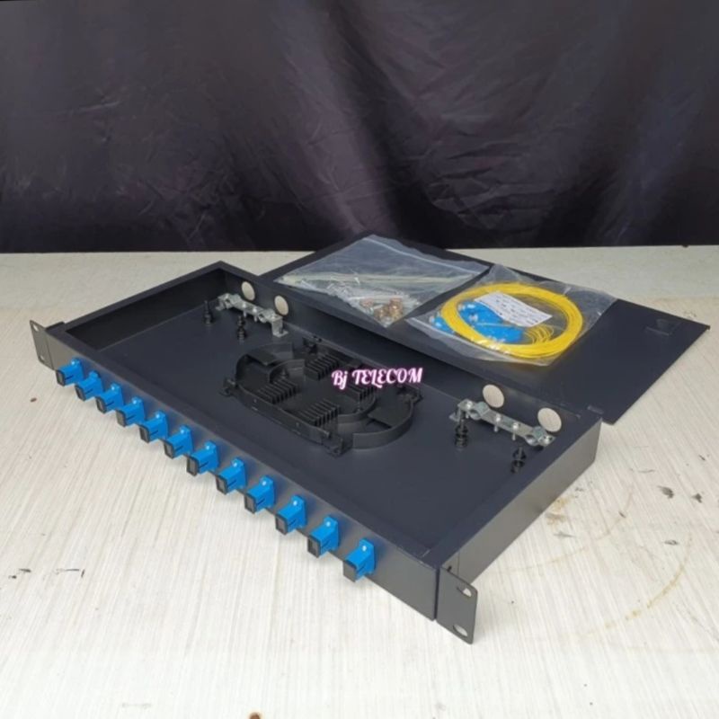 Otb 12 core SC lengkap pigtail singlemode / ODF 12 core SC fullset hitam