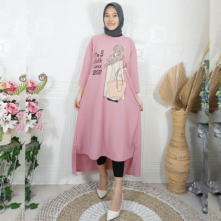 LONG TUNIK DMTIGACLOTH DRESS OVERSIZE WANITA CANTIK BY CARLINA