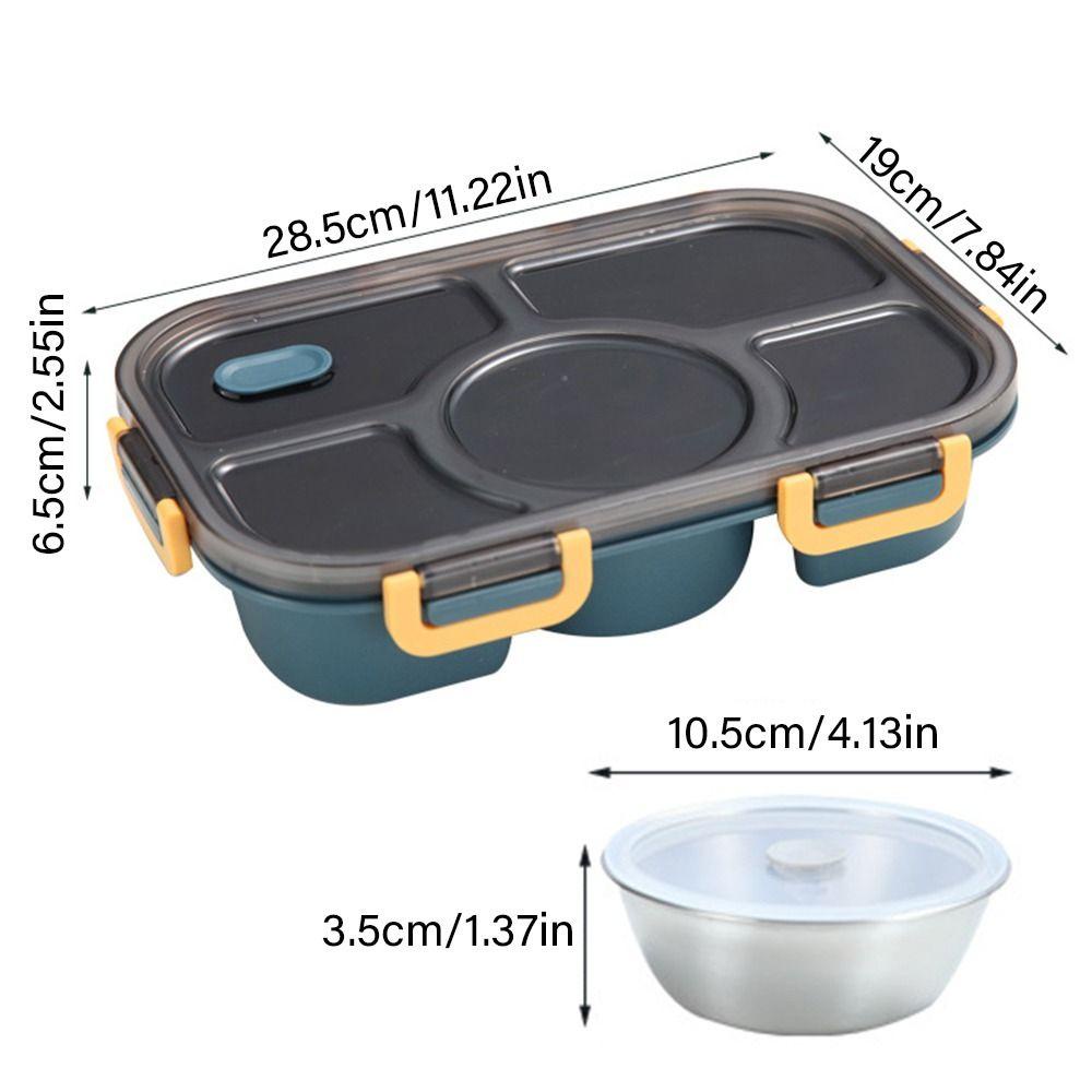 Solighter Divided Plate Lunch Box Portable Microwave Plastik Kapasitas Tinggi Bento Box