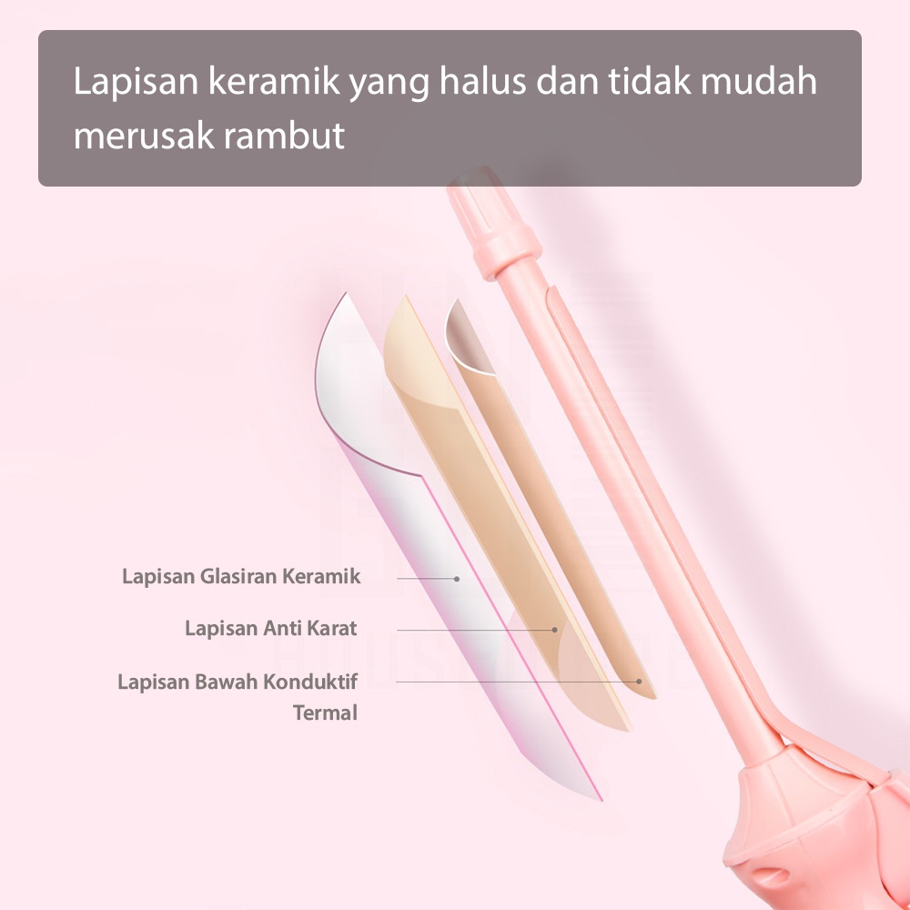 HUGO Alat Pengeriting Rambut Otomatis Bahan Keramik Spiral Hair Curler Catokan Rambut Premium Quality