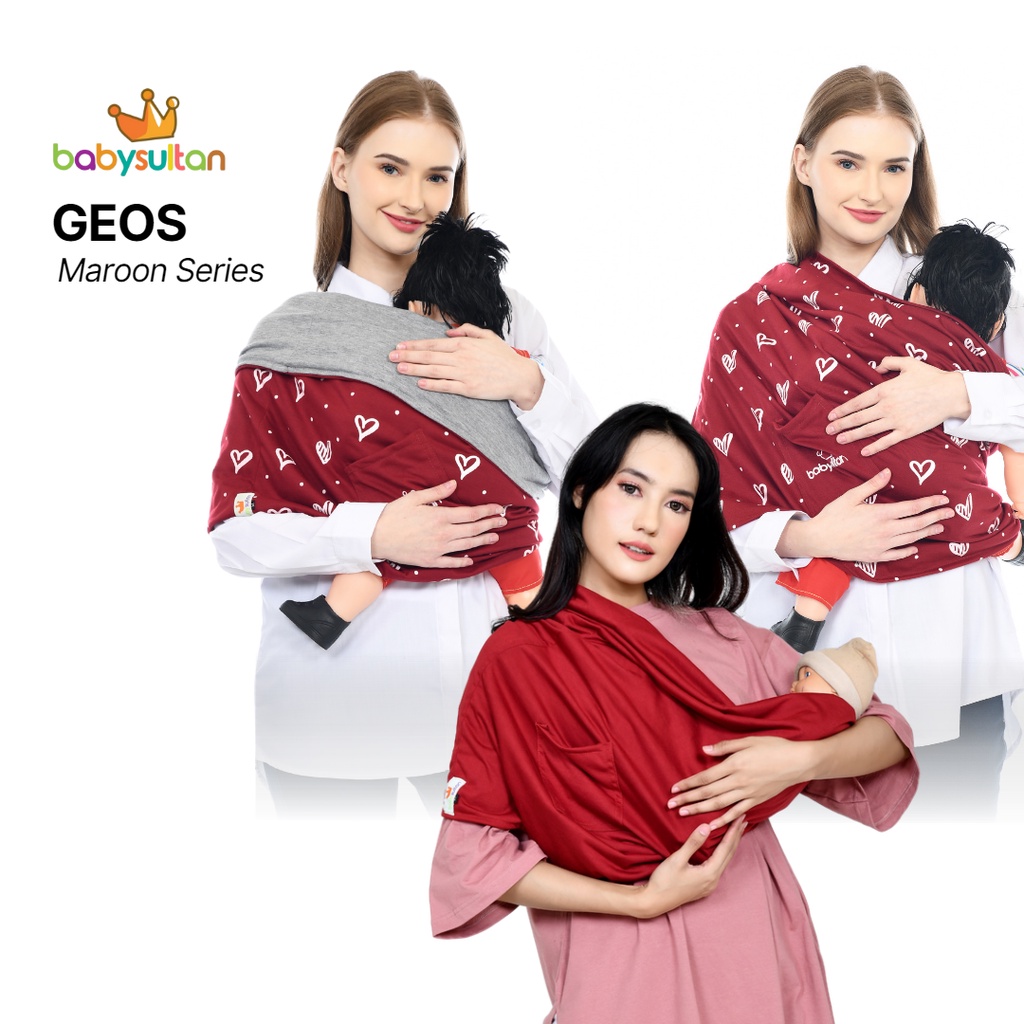 Gendongan Bayi Kaos GEOS Maroon Instan Terbaru by baby sultan