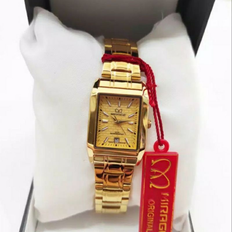 jam tangan Mirage Rante ful gold wanita 7715 ori