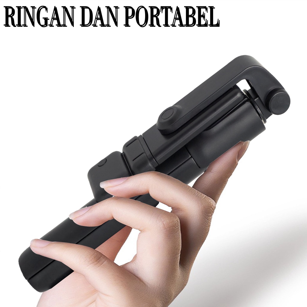 Selfie Stick Tongsis Tripod Led Holder 3 in 1 with Wireless Remote Smartphone Bluetooth Shutter 360 Derajat - R1S