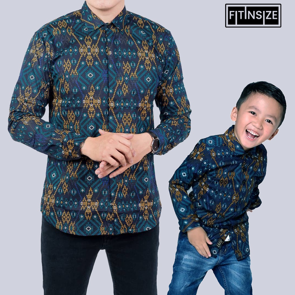 BATIK COUPLE AYAH DAN ANAK SLIMFIT KATUN STRETCH CASUAL/FORMAL BATIK COUPLE BANYAK DICARI MOTIF SALJU