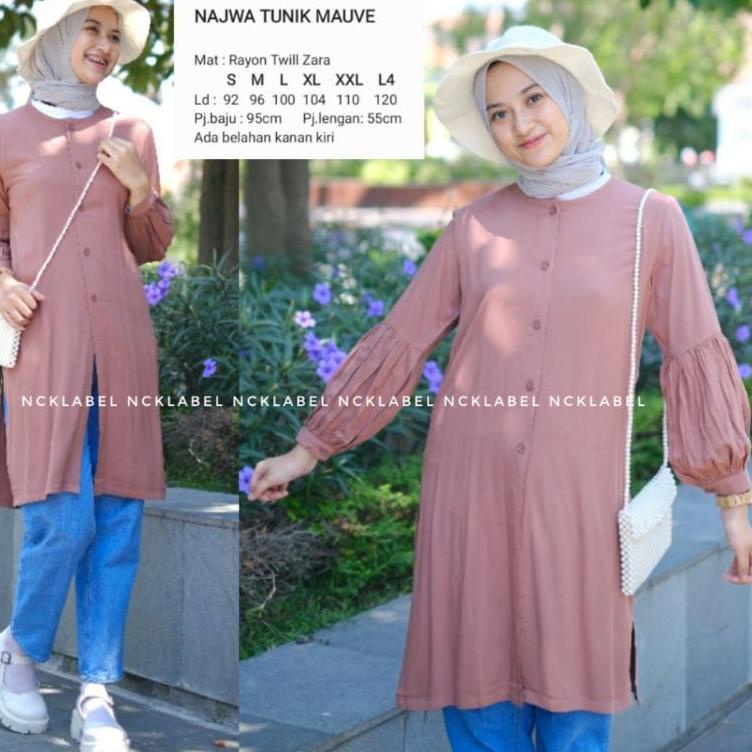 [LWL.18Oc22a] NAJWA TUNIK , ATASAN POLOS LENGAN BALON MODELHQ WANITA  by nck label