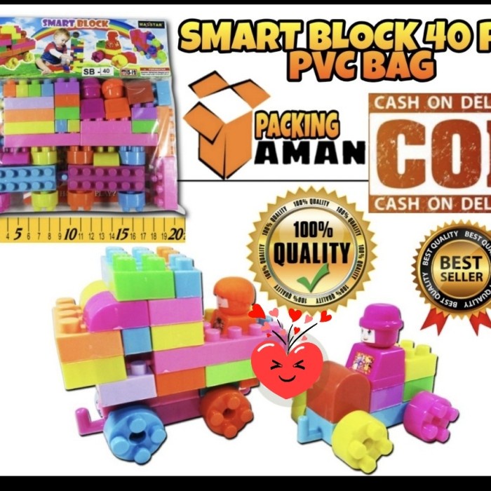 PROMO 40pcs Mainan Anak Building Block Robot Mobil Kereta Blok Susun