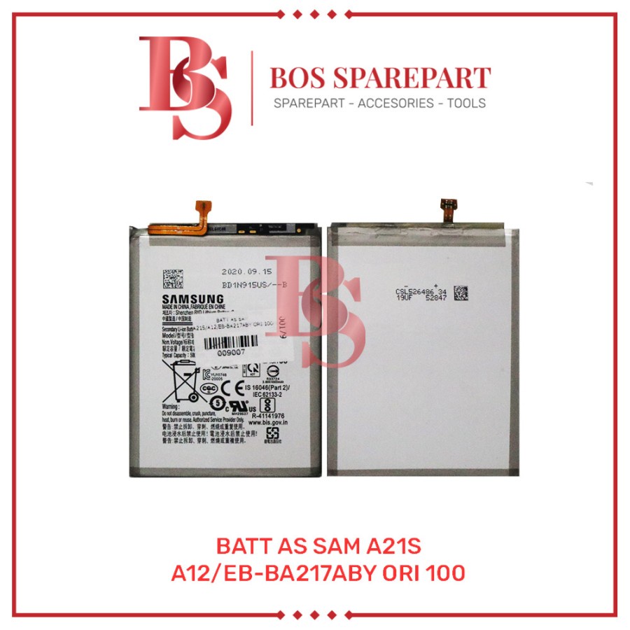 BATTERY AS SAMSUNG A21S/A12/EB-BA217ABY ORI 100 / BATERAI / BATRE