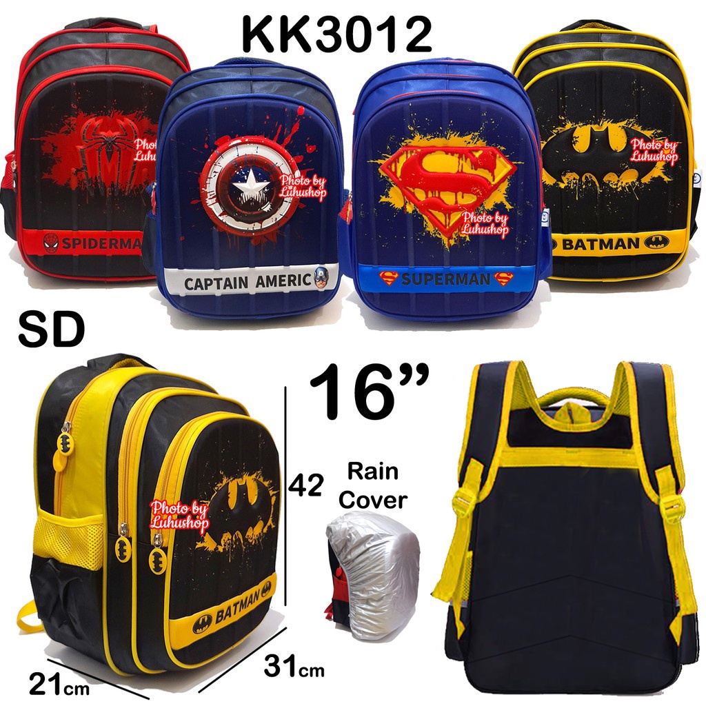 Tas Ransel Anak Laki Laki Sekolah Cowok Superhero Tas Anak Laki Laki Tas Timbul Captain Spiderman Batman