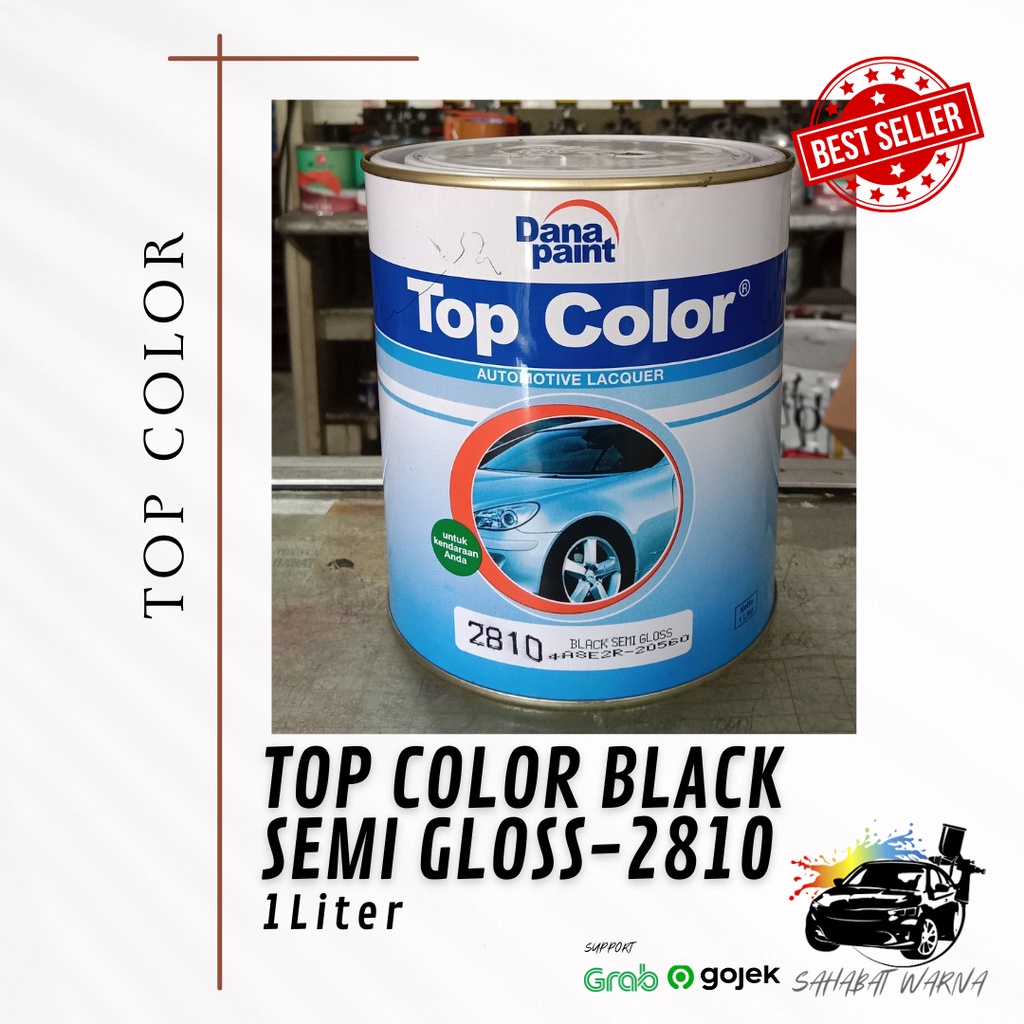 Top Color Black Semi Dof 2810 - 1 L/ Hitam Semi/ Semi Glos/ Duco/ Cat Motor/ Cat Mobil