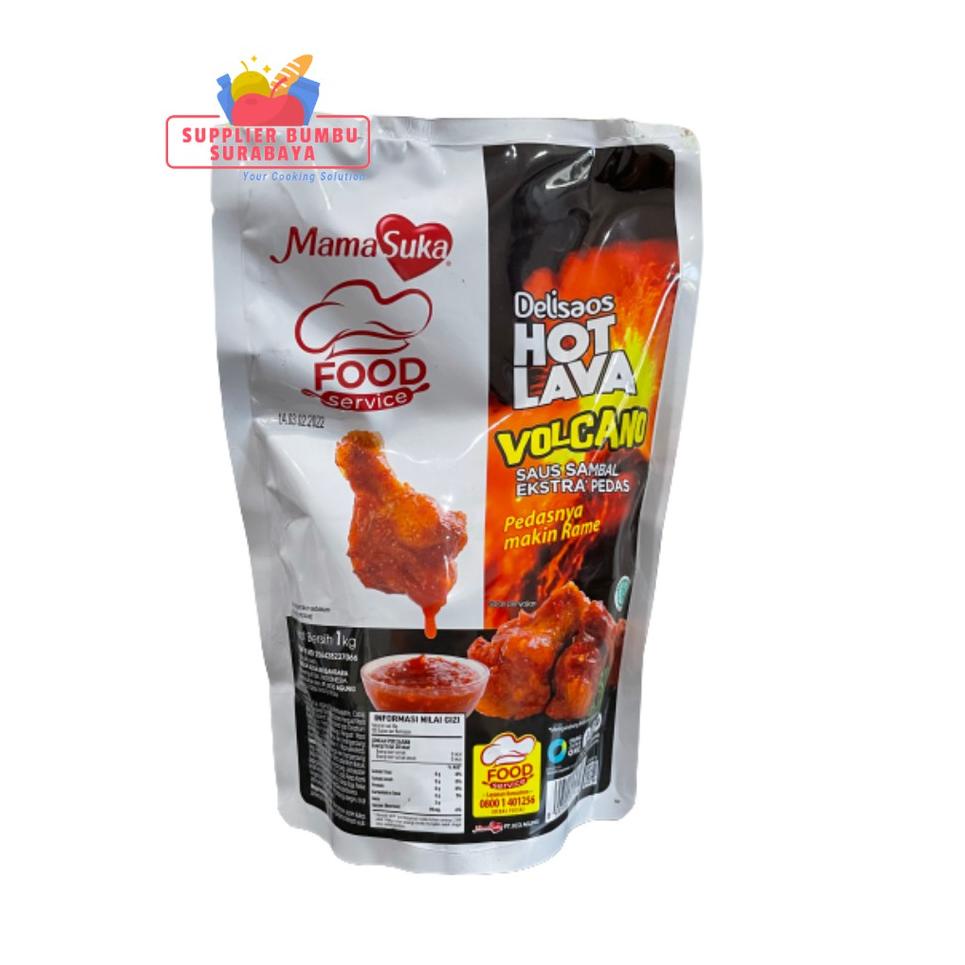 

Ready stock MamaSuka - Delisaos Hot Lava Volcano Sauce Halal Kemasan Ekonomis 1Kg LD9