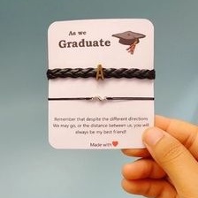 Gelang inisial slide emas bakar tali kulit kepang (hitam)